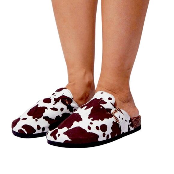 BROWN COW PRINT MULES - Picture 2 of 3